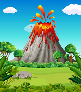 火山爆发的自然景点背景图片