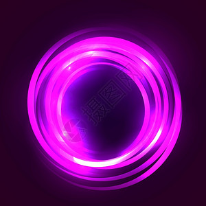 霓虹灯圆带发光圆形框的方插图您的创造力矢量元素设计图片