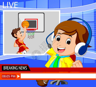 篮球游戏新闻记者篮球运动插画