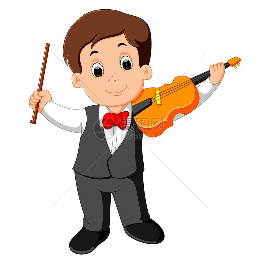 小男孩玩提琴图片