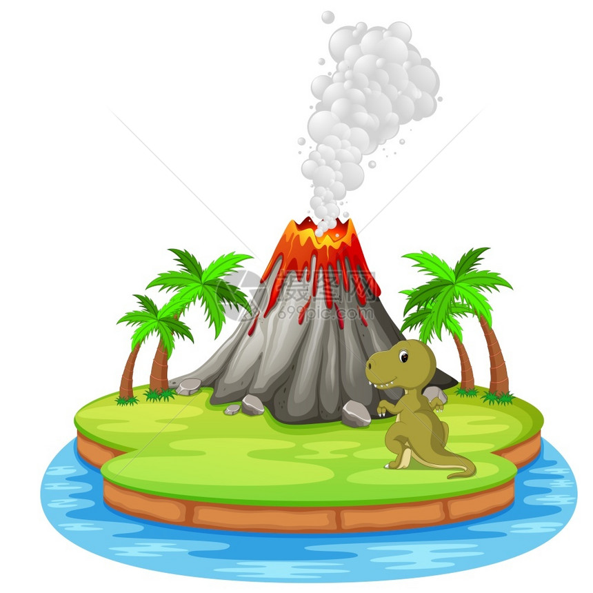 暴龙和火山爆发插图图片