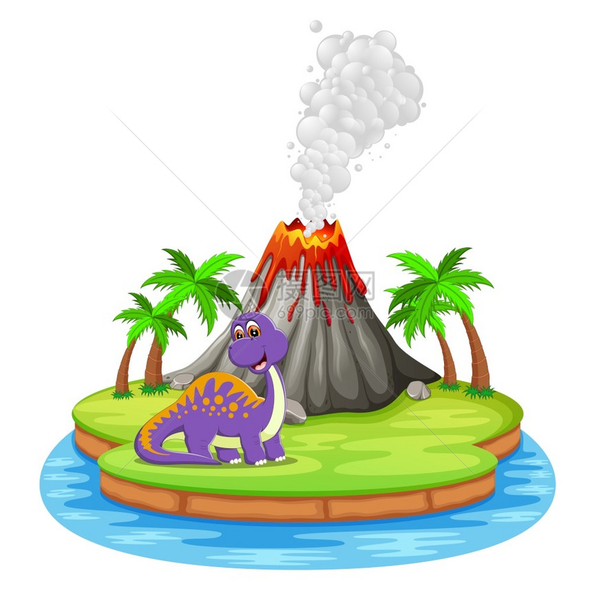 棘背龙和火山爆发插图图片