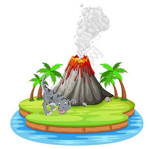 牛龙和火山爆发插图图片