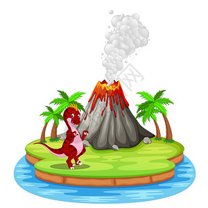镰刀龙和火山爆发插图图片