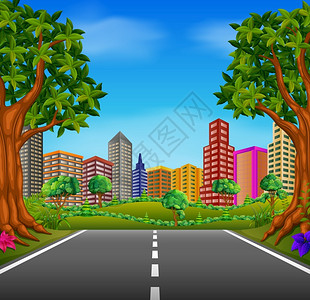 城市道路插图背景图片
