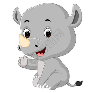 灰犀牛可爱的快乐犀牛插画