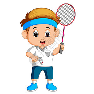 玩羽毛球的年轻男孩图片
