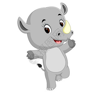 灰犀牛可爱的快乐犀牛插画