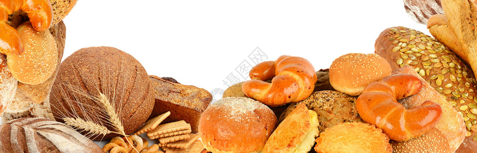 小麦框白色背景的新鲜面包产品框拼贴免费文本空间背景