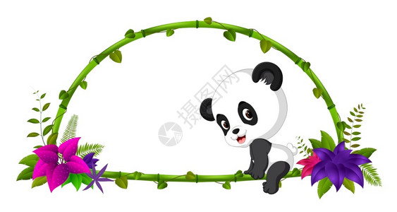 竹子上的熊猫图片