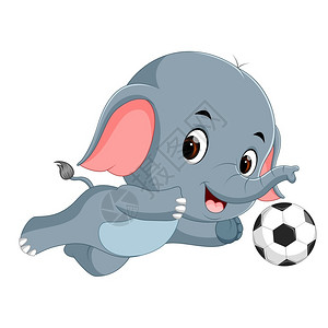 玩足球漫画的搞笑大象背景图片