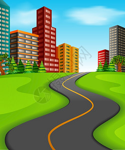 绿色城市道路城市道路插图插画