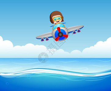 男孩在海上驾驶飞机图片
