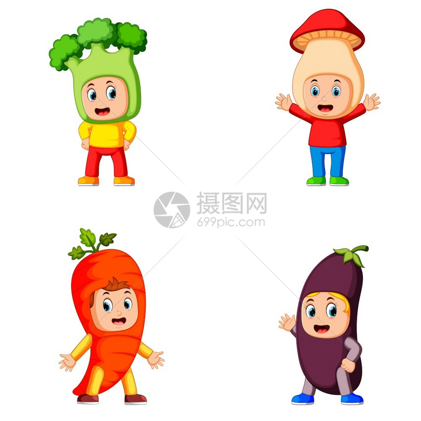 穿着蔬菜服装的儿童图片