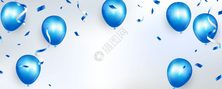 蓝色气球背景的庆祝派对横幅销售矢量插图大开贺卡豪华盛情款待图片