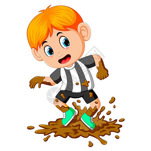 阿克罗蒂里快乐的男孩在泥里玩插画