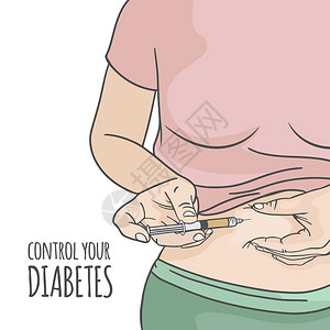 皮下注射控制胃病媒插图中的糖尿病注射插画