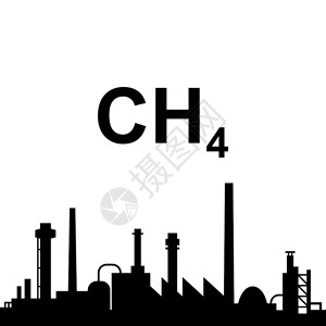 黑色工业甲烷和工业插画