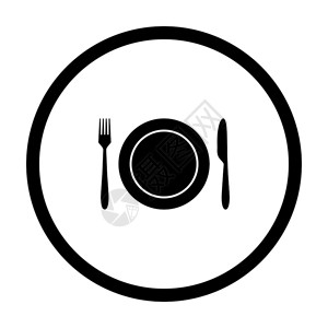 餐具和圆形黑色圆盘子高清图片