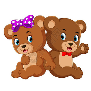 两只熊两只可爱的小熊插画