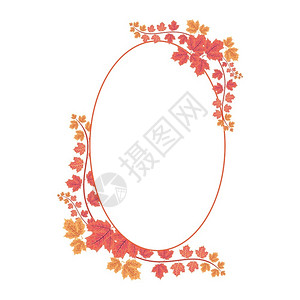 红叶花圈花朵圆形矢量装饰元素图片