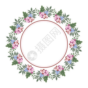 花圈花朵圆形矢量装饰元素背景图片