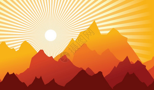 日出橙岩石山地背景图片
