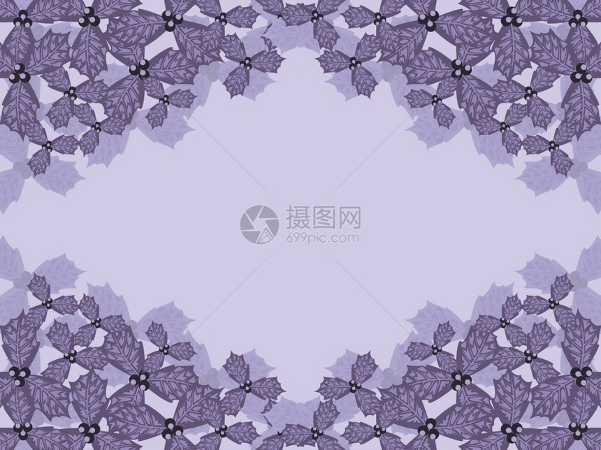 紫色花叶贺卡模板背景边框图片
