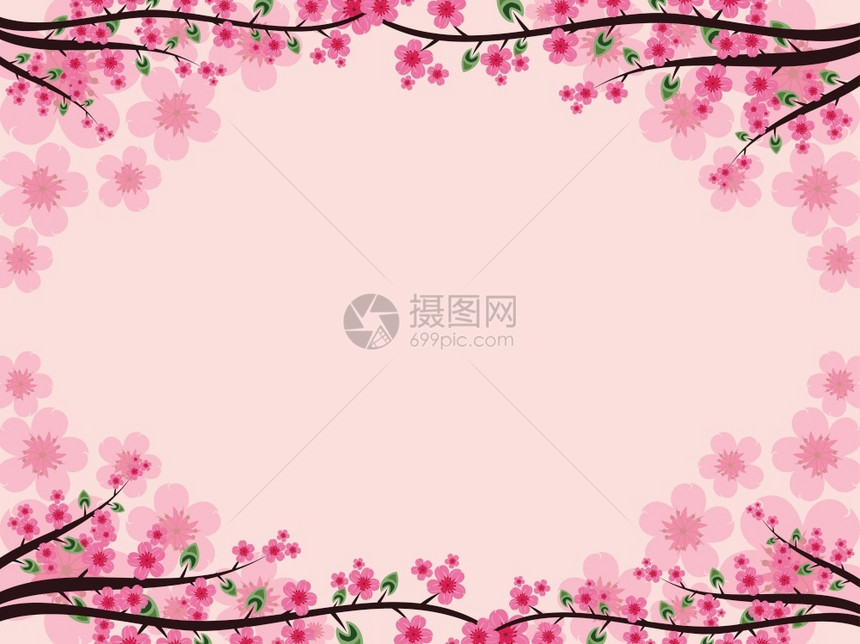 樱花贺卡模板背景边框图片