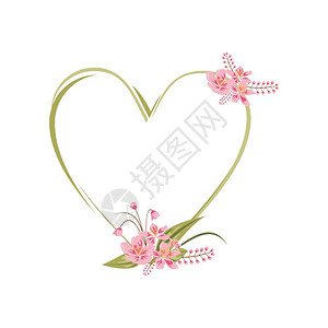 粉红色心形边框卡通花朵心形边框设计插图插画
