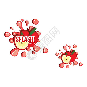 脆甜红苹果红苹果水果果汁饮料插图标签插画