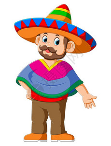 典型的服装快乐的墨西哥卡通人物插画