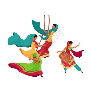 节日庆祝的印度女子卡通矢量插图图片