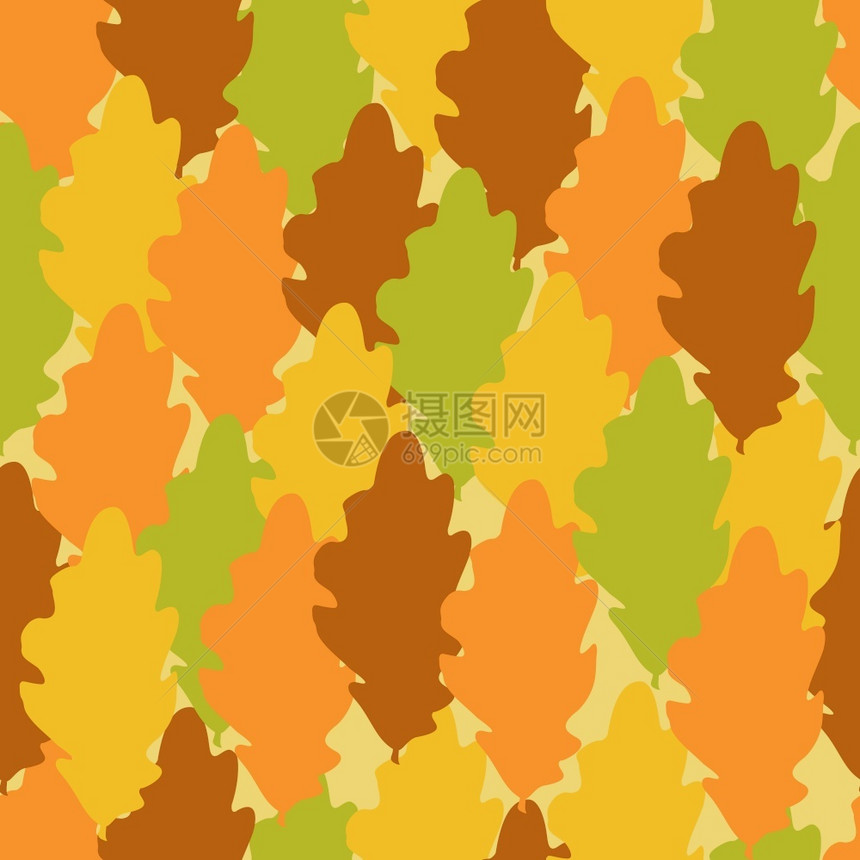 橡叶树秋秋季节无缝图案图片