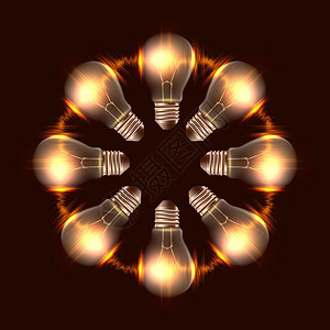 实事求是的灯泡圆边框带光的泡矢量元素适合你的创造力矢量元素背景图片