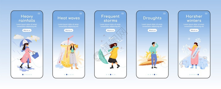 iphonex手机模移动应用程序屏幕平板矢量模上的天气预报季节风暴带有字符的漫步式网站骤uxig智能手机卡通界面立案指纹集插画
