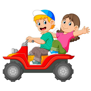 男孩和女孩一起骑车图片