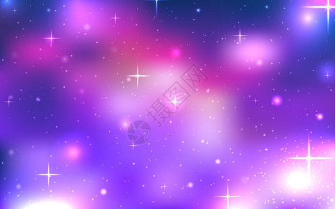 紫色超新星星云带有恒星和云的空间矢量背景设计图片