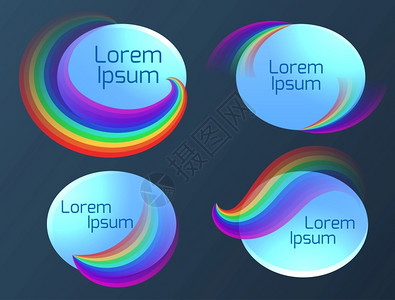 套装有彩虹的oval横幅用于信息网页和设计的矢量元素图片