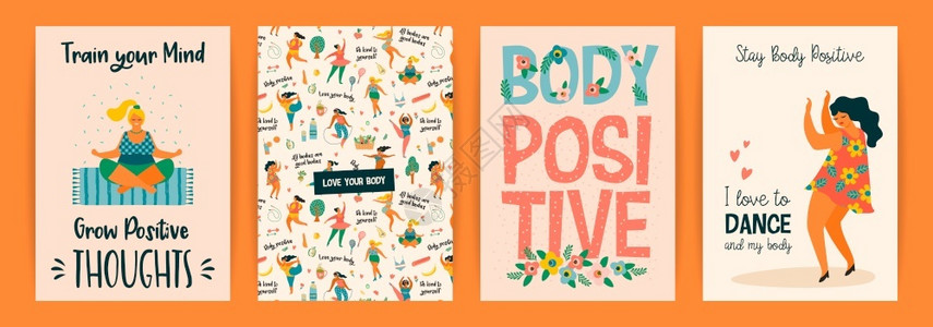特大喜讯海报健康型女孩和积极健康的生活方式设计要素身体正病媒模板快乐型女孩和积极健康的生活方式插画