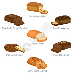 油煎面包丁快速波罗丁斯基巴和著名的独特面包插画