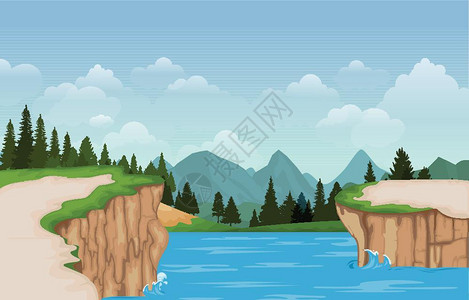 喜马拉雅山悬崖自然景观矢量插画插画