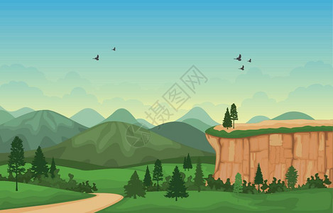 喜马拉雅山景观悬崖自然景观矢量插画插画