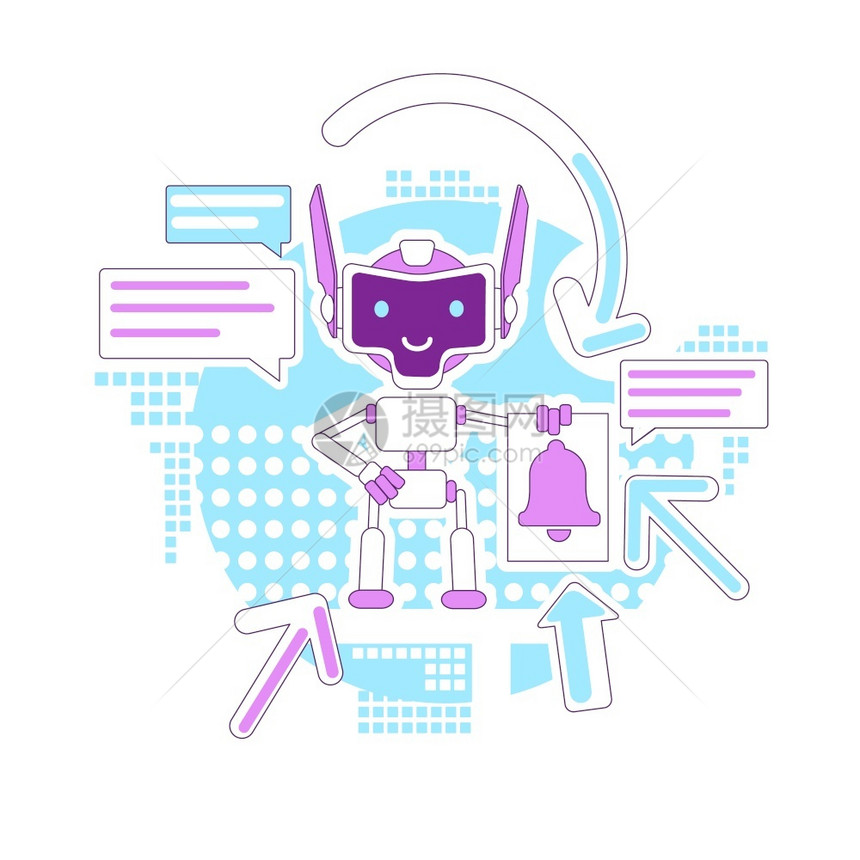 发送机器人2D卡通字符用于网络设计的邮件数字电子邮件营销助理创意图片