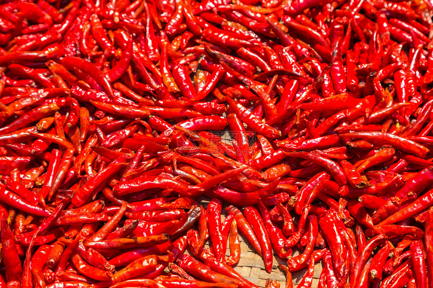 红辣椒背景夏季在泰国的Bangko蔬菜市场图片
