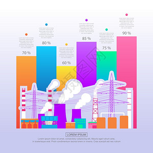 工业大气污染金融分析统计工业企统计图插画