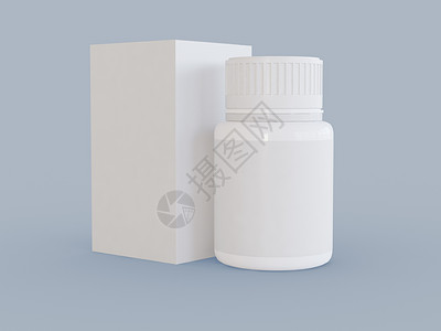 3个插图孤立背景的药瓶模型医产品包装概念图片