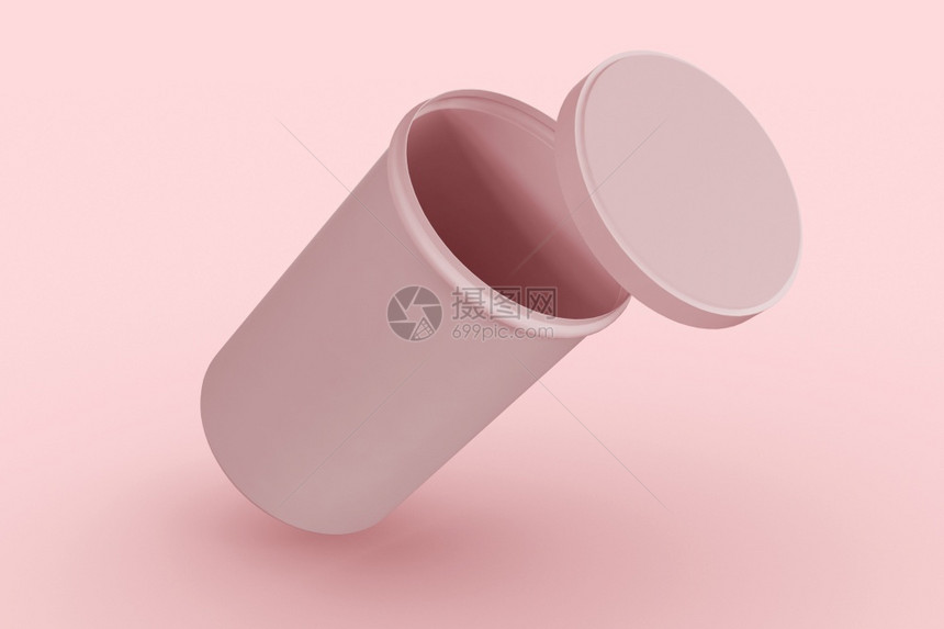 3d插图孤立背景上的粉红色圆柱形空容器模拟板设计图片