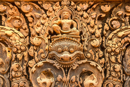 柬埔寨暹粒吴哥窟的banteaysrei寺庙高清图片