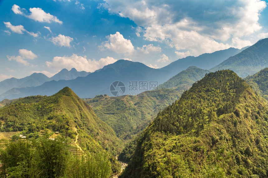 夏季日萨帕laocivetnam的梯田图片